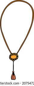 Vector doodle illustration boho orange stylish neckless. Bohemian stylish jewelery. Female accessory