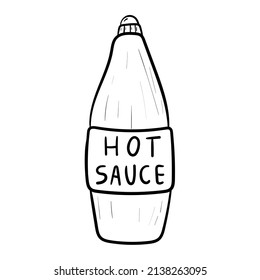 Vector doodle illustration of a bottle of spicy Mexican salsa sauce isolated on white.