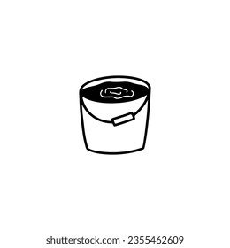 vector doodle illustration of a bucket filled with water