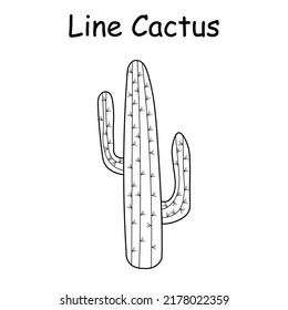 Vector doodle illustration of a cactus. hand drawn cactus. Doodle line mexican cactus.