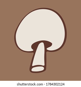 Vector doodle illustration of champignon mushroom. Hand drawn healthy farm vegetable isolated on white background. Organic veggie grown in the garden.