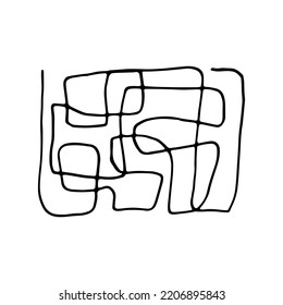 Vector doodle illustration of chaotic lines. For social media design, highlights, collages, backgrounds. Trendy scandi uniform