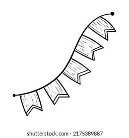 Vektordoodle-Illustration eines Kinderbanners mit Flaggen für Dekoration und Feiern.