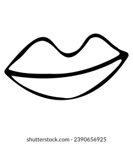 vector doodle illustration of closed plump lips