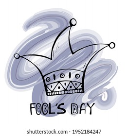 vector doodle illustration clown hat. world circus day. logo. hand drawing for printing on postcards, souvenirs