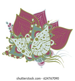 Vector doodle illustration. Coloring page with abstract flowers pattern