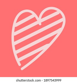 Ilustración vectorial de doodle con corazón creativo para el Día de San Valentín, boda, citas en un fondo rosado. Elemento de diseño para postales, papel pintado, papel envolvente, papel impreso, textil.