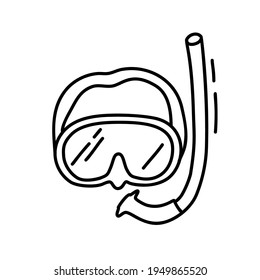 Vector doodle illustration of a diving mask. Mask, accessory for immersion in water.Element for marine decor, sticker.