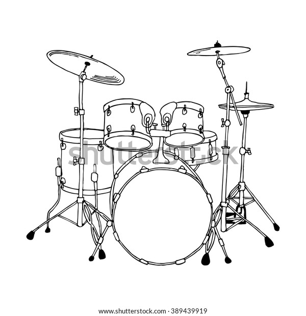 Vector Doodle Illustration Drum Kit Stock Vector (Royalty Free) 389439919