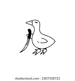 vector doodle illustration of a duck holding a knife