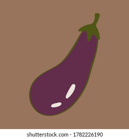 Vector doodle illustration of eggplant or aubergine. Hand drawn healthy farm vegetable isolated on white background. Organic veggie grown in the garden.