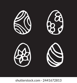 vector doodle illustration of eggs for Nowruz and Easter holidays on black