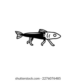 vector doodle illustration fish and legs

