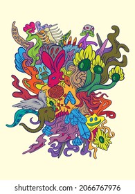 ilustración de doodle vectorial, ilustración de doodle buena para libro de fondo e ilustración