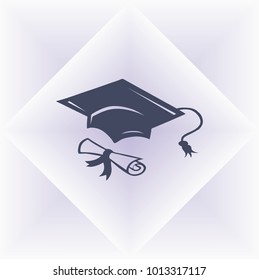 vector doodle illustration of a graduation cap and a diploma.
