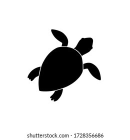 Vector doodle illustration graphic sea black silhouette of turtle isolated on white background. Design for greeting cards, textile, print, logo. World turtle day