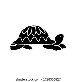 Vector doodle illustration graphic sea black silhouette of turtle isolated on white background. Design for greeting cards, textile, print, logo. World turtle day