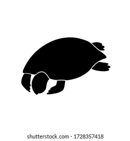 Vector doodle illustration graphic sea black silhouette of turtle isolated on white background. Design for greeting cards, textile, print, logo. World turtle day