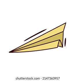 Vector doodle illustration of hand drawn paper plane isolated on white.