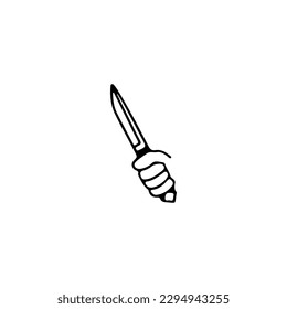 vector doodle illustration of a hand holding a knife