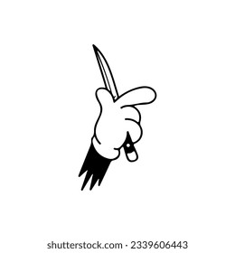 ilustración vectorial del doodle de una mano sosteniendo un cuchillo