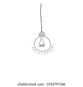 Vektordoodle-Illustration mit hängenden Glühbirnen und Platz für Text. Moderner Hip-Hop-Sketch-Stil. Element des Designs für Innenarchitektur, Web, Poster oder Banner.