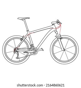 vector doodle illustration of hardtail mountain bike. 