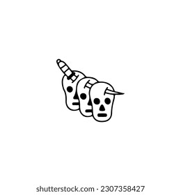 vector doodle illustration of knife impaled skull