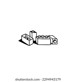 ilustración vectorial del doodle de bloques lego