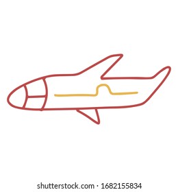Vector doodle illustration. Line airplane can be used for wallpapers, pattern fills, web page backgrounds,surface textures.