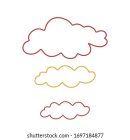 Vector doodle illustration. Line clouds set  can be used for wallpapers, pattern fills, web page backgrounds,surface textures.