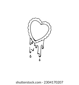 vector doodle illustration of melting heart