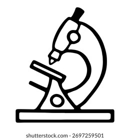 Ilustração de um microscópio com doodle vetorial