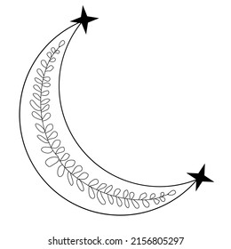 Vector doodle illustration mystical stylized moon, magic vector