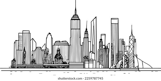 vector doodle illustration of new york skyline