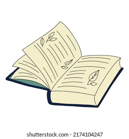 vector doodle illustration, open book on a white background.