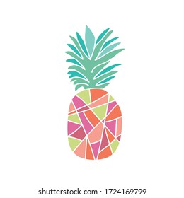 Dibujo vectorial de una piña. boceto aislado ananas de color. Fruto de mano.