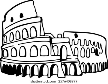 Vector doodle illustration Roman Coliseum