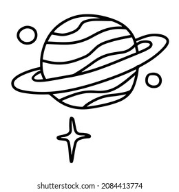 Vector doodle illustration of Saturn. 