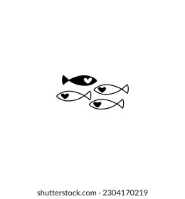 vector doodle illustration of several fish