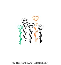ilustración vectorial del doodle de varias flores
