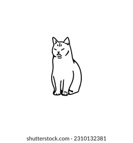 vector doodle illustration of a sitting cat