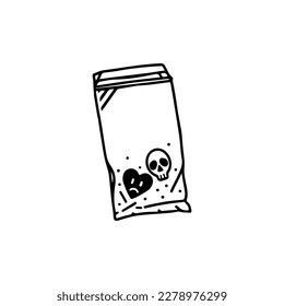 vector doodle illustration of skull and heart