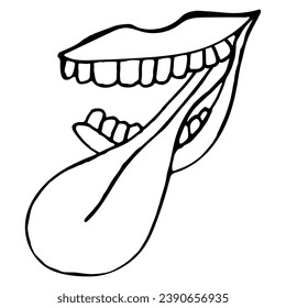 vector doodle illustration of a smile with its tongue hanging out