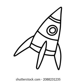 Vector doodle illustration of spaceship, rocket.