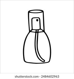 Ilustración de garabato de Vector, botella de spray, dibujo de contorno