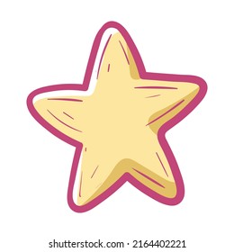 Vector doodle illustration of star isolated on white.