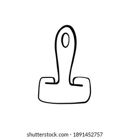 Vector doodle illustration of stationery binder, clip for papers. Office supplies. Drawn by hand.