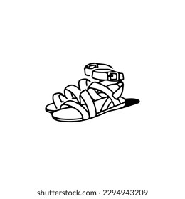 Vektordoodle-Illustration von streunenden Sandalen