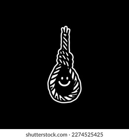  ilustración vectorial del doodle de la cuerda suicida